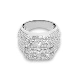 14K White Gold 4.88 Carat Natural Diamond Square Layered Cluster Ring