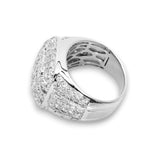 14K White Gold 4.88 Carat Natural Diamond Square Layered Cluster Ring