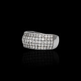 Anillo de Oro Blanco de 14K con Diamantes Naturales Pavé Multilinea de 2.80 Quilates