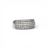 Anillo de Oro Blanco de 14K con Diamantes Naturales Pavé Multilinea de 2.80 Quilates