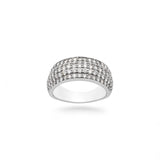 Anillo de Oro Blanco de 14K con Diamantes Naturales Pavé Multilinea de 2.80 Quilates