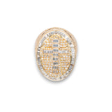 14K Yellow Gold 8.07 Carat Natural Diamond Cross Oval Ring