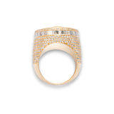 14K Yellow Gold 8.07 Carat Natural Diamond Cross Oval Ring