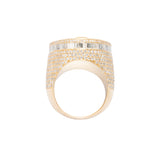 14K Yellow Gold 8.07 Carat Natural Diamond Cross Oval Ring