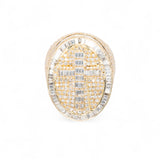 14K Yellow Gold 8.07 Carat Natural Diamond Cross Oval Ring