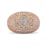 14K Yellow Gold 7.00 Carat Natural Diamond Full Pavé Dome Ring