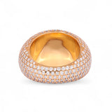 14K Yellow Gold 7.00 Carat Natural Diamond Full Pavé Dome Ring