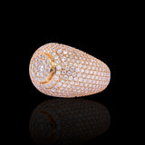 14K Yellow Gold 7.00 Carat Natural Diamond Full Pave Dome Ring