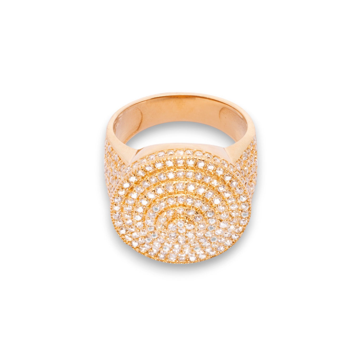 14K Yellow Gold 4.00 Carat Natural Diamond Spiral Dome Cluster Ring