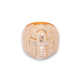 14K Yellow Gold 4.49 Carat Natural Diamond Ankh Cross Cluster Ring