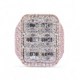 14K Rose Gold 8.00 Carat Natural Diamond Rectangle Multi Row Ring
