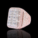 14K Rose Gold 8.00 Carat Natural Diamond Rectangle Multi Row Ring
