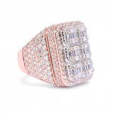 14K Rose Gold 8.00 Carat Natural Diamond Rectangle Multi Row Ring
