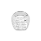 14K White Gold 6.43 Carat Natural Diamond Square Cluster Ring