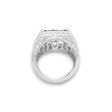 14K White Gold 6.43 Carat Natural Diamond Square Cluster Ring