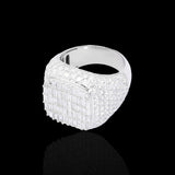 Anillo de racimo cuadrado de oro blanco de 14K con diamante natural de 6,43 quilates