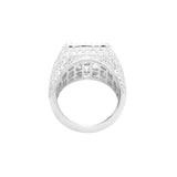 Anillo de racimo cuadrado de oro blanco de 14K con diamante natural de 6,43 quilates