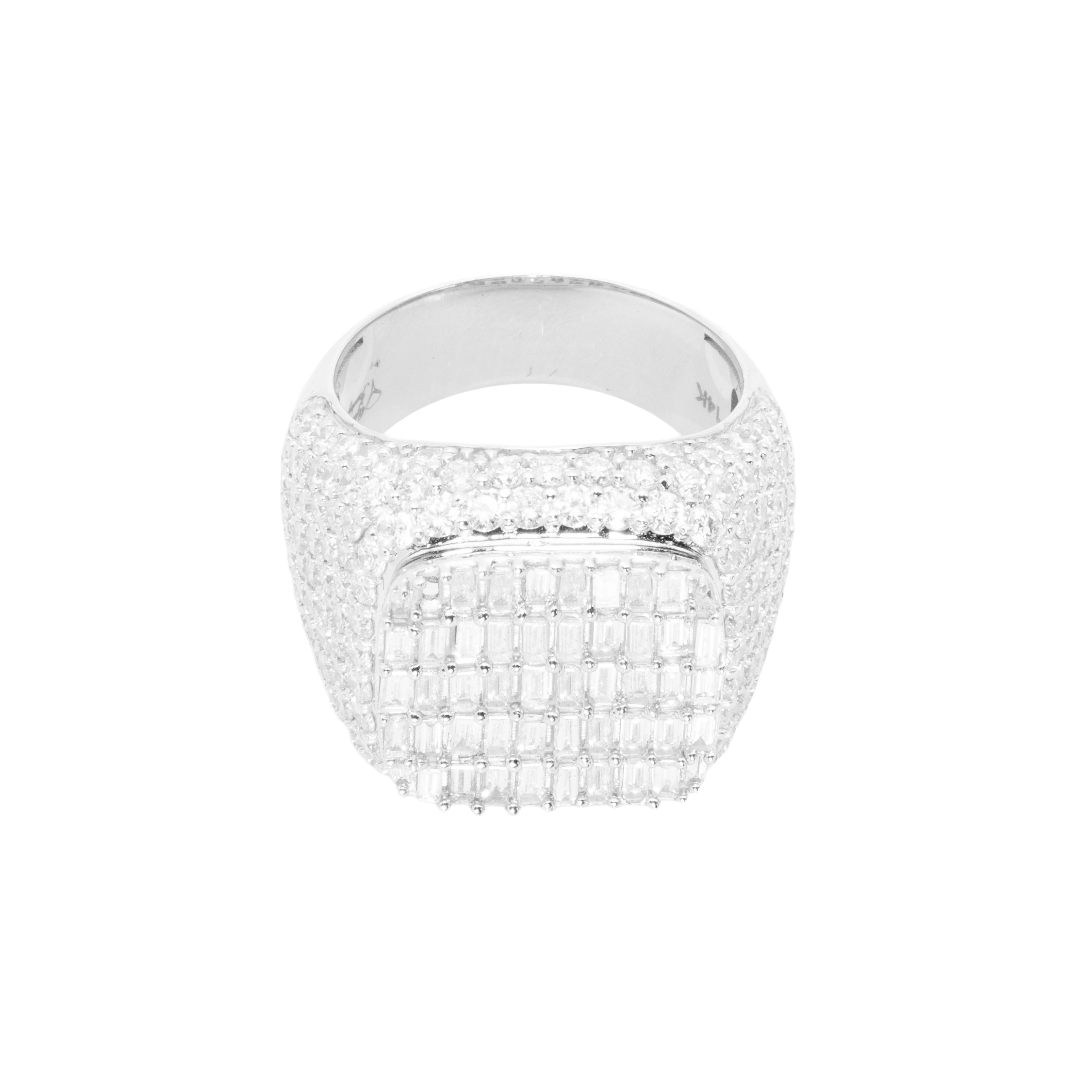 Anillo de racimo cuadrado de oro blanco de 14K con diamante natural de 6,43 quilates