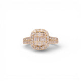 14K Yellow Gold 1.72 Carat Halo Cushion Cluster Diamond Ring