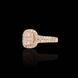 14K Yellow Gold 1.72 Carat Halo Cushion Cluster Diamond Ring