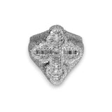 14K White Gold Latin Cross Ring | 4.39 Carat Baguette & Round-Cut Diamonds