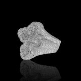 14K White Gold Latin Cross Ring | 4.39 Carat Baguette & Round-Cut Diamonds