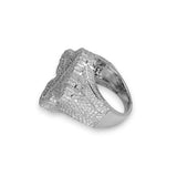14K White Gold Latin Cross Ring | 4.39 Carat Baguette & Round-Cut Diamonds