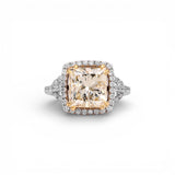 Anillo de compromiso de oro blanco de 14K con halo de diamante amarillo natural de 5.00 quilates