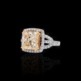 Anillo de compromiso de oro blanco de 14K con halo de diamante amarillo natural de 5.00 quilates