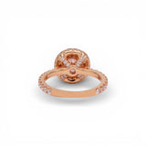 Anillo de compromiso con halo de diamantes rosas naturales de 2.00 ct en oro rosa de 14K