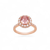 Anillo de compromiso con halo de diamantes rosas naturales de 2.00 ct en oro rosa de 14K