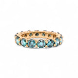 14K Yellow Gold 6.00 Carat London Blue Topaz Eternity Diamond Ring