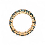 14K Yellow Gold 6.00 Carat London Blue Topaz Eternity Diamond Ring