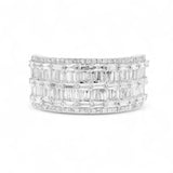 14K White Gold 2.45 Carat Natural Diamond Two Row Wedding Ring
