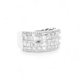 14K White Gold 2.45 Carat Natural Diamond Two Row Wedding Ring