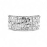 14K White Gold 2.45 Carat Natural Diamond Two Row Wedding Ring