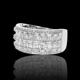 14K White Gold 2.45 Carat Natural Diamond Two Row Wedding Ring