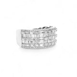 14K White Gold 2.45 Carat Natural Diamond Two Row Wedding Ring