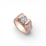 14K Rose Gold Channel Set  8.28 Carat Multi Row Diamond Ring