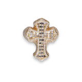 14K Yellow Gold 4.00 Carat Natural Diamond Gothic Style Cross Ring