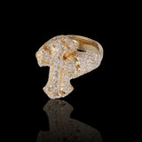 14K Yellow Gold 4.00 Carat Natural Diamond Gothic Style Cross Ring