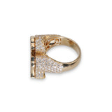 14K Yellow Gold 4.00 Carat Natural Diamond Gothic Style Cross Ring