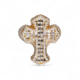 14K Yellow Gold 4.00 Carat Natural Diamond Gothic Style Cross Ring