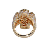 14K Yellow Gold 4.00 Carat Natural Diamond Gothic Style Cross Ring