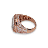 14K Rose Gold 4.13 Carat Natural Diamond Iced-Out Octagon Statement Ring