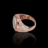 14K Rose Gold 4.13 Carat Natural Diamond Iced-Out Octagon Statement Ring