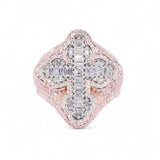 14K Rose Gold 4.39 Carat Natural Diamond Gothic Cross Classic Ring