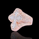 14K Rose Gold 4.39 Carat Natural Diamond Gothic Cross Classic Ring