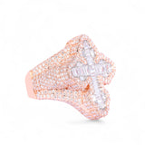 14K Rose Gold 4.39 Carat Natural Diamond Gothic Cross Classic Ring