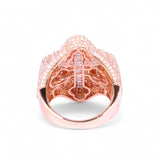 14K Rose Gold 4.39 Carat Natural Diamond Gothic Cross Classic Ring